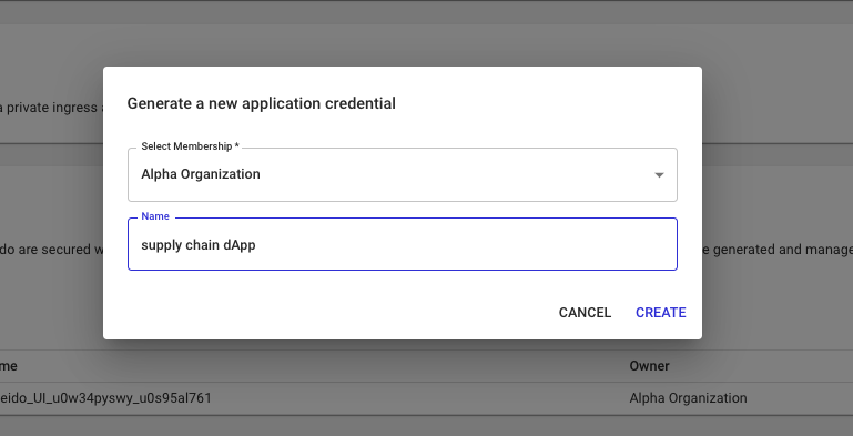 Create Application Credential