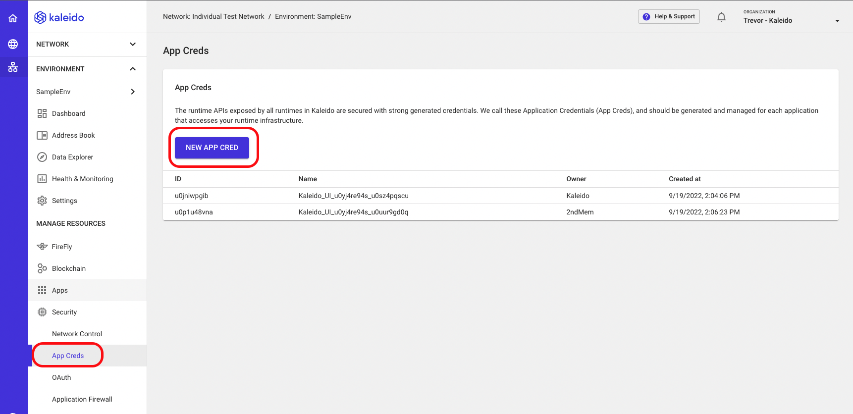 Add App Credential to an Environment