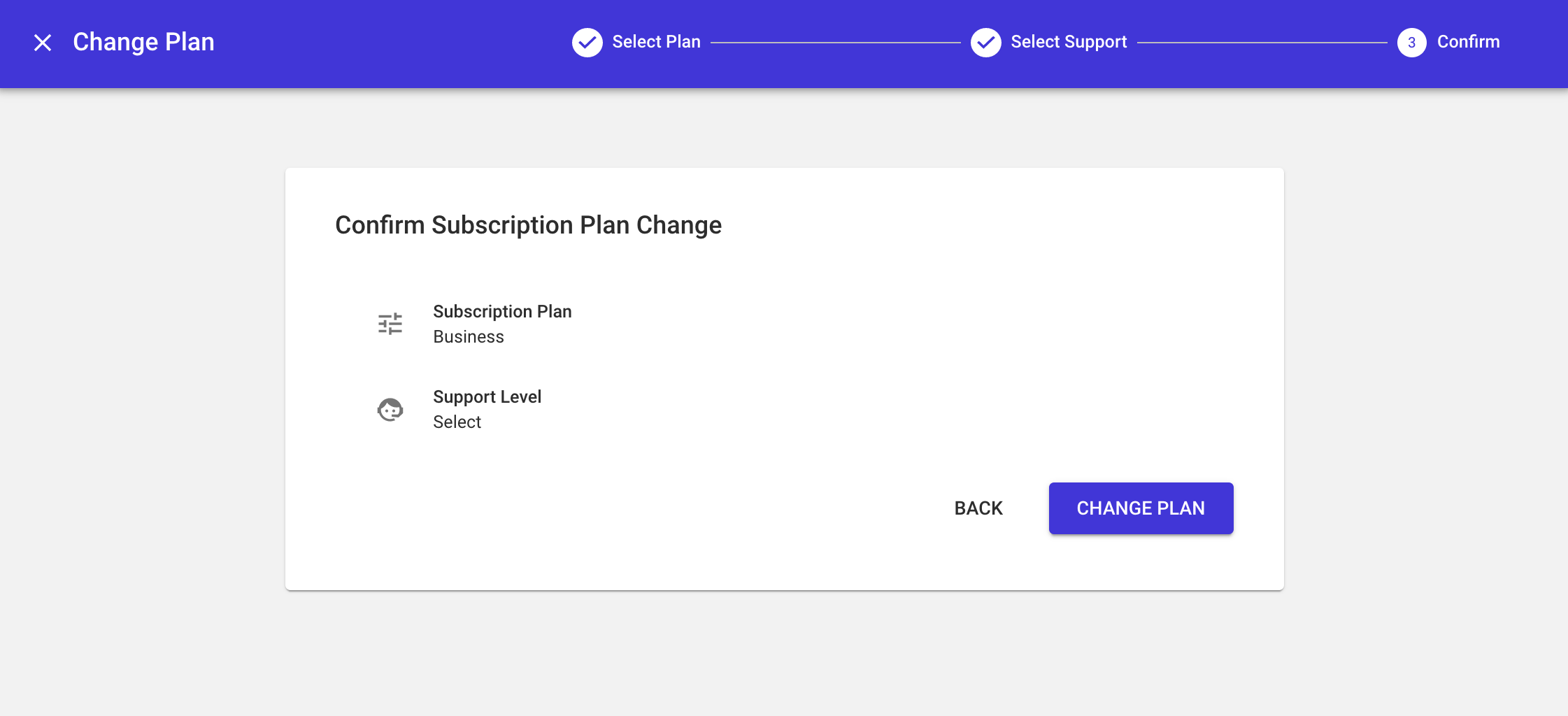 Subscription Finalize Change