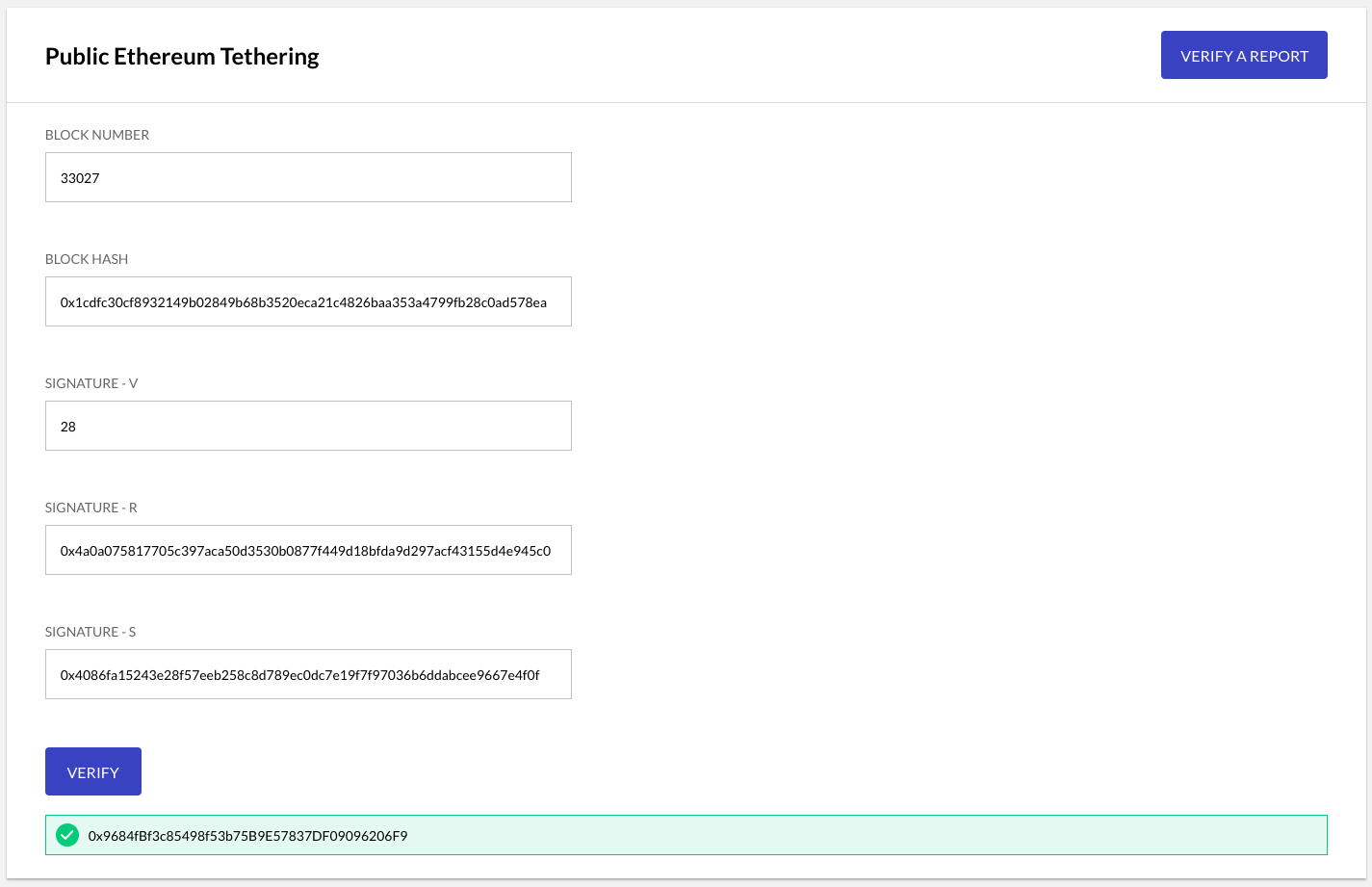Tether Report Verified Successfully